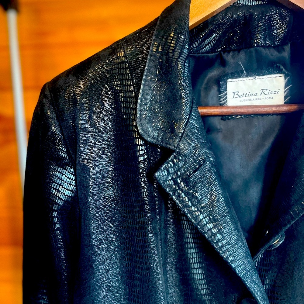 VINTAGE BETTINA RIZZI Brazilian Italian Leather Blazer Jacket Blazer😍